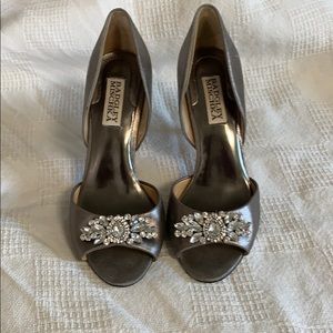 Cute Silver shoes with jeweled toe